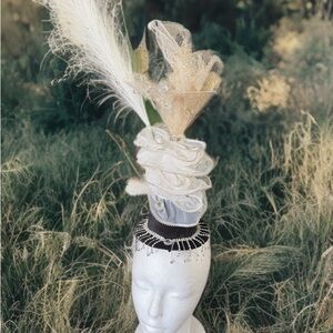 Elegant White Feathered Fascinator Headpiece